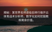 揭秘：某世界名帅退役后转行做开云体育战术分析师，数字化如何挖掘教练剩余价值。