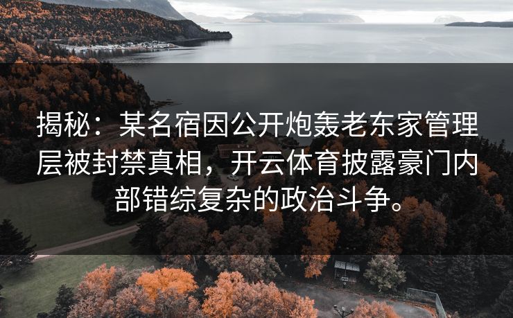 揭秘:某名宿因公开炮轰老东家管理层被封禁真相,开云体育披露豪门内部错综复杂的政治斗争。 第1张 揭秘:某名宿因公开炮轰老东家管理层被封禁真相,开云体育披露豪门内部错综复杂的政治斗争。 第1张